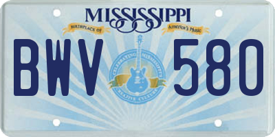 MS license plate BWV580