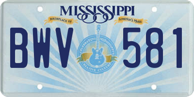 MS license plate BWV581
