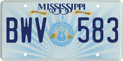 MS license plate BWV583