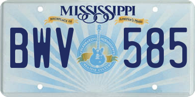 MS license plate BWV585