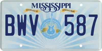 MS license plate BWV587