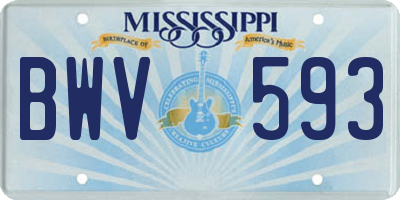 MS license plate BWV593