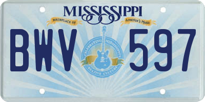 MS license plate BWV597