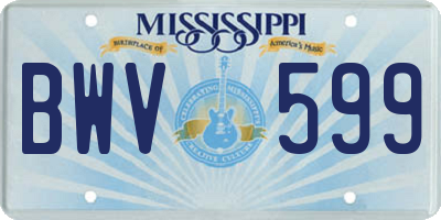 MS license plate BWV599