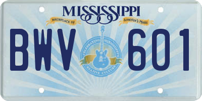 MS license plate BWV601