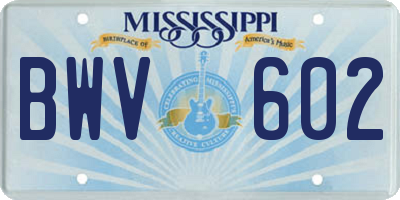 MS license plate BWV602