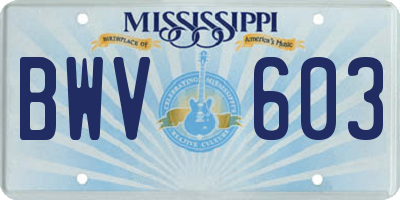 MS license plate BWV603