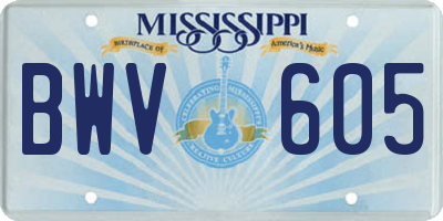 MS license plate BWV605