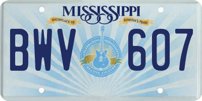 MS license plate BWV607
