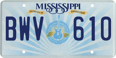 MS license plate BWV610