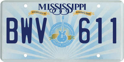 MS license plate BWV611