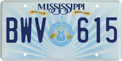 MS license plate BWV615