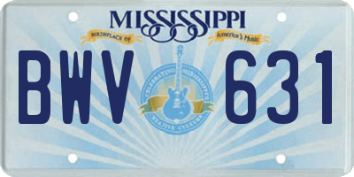 MS license plate BWV631