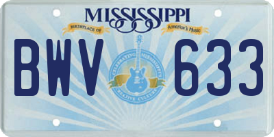 MS license plate BWV633