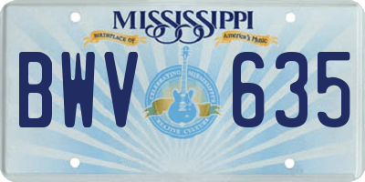 MS license plate BWV635
