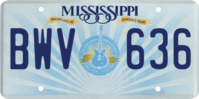 MS license plate BWV636