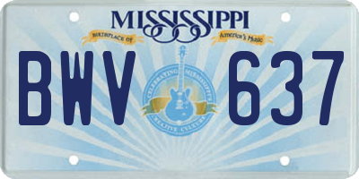 MS license plate BWV637