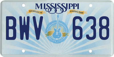 MS license plate BWV638