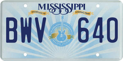 MS license plate BWV640