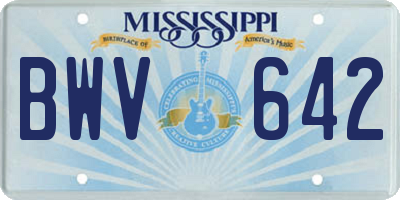 MS license plate BWV642