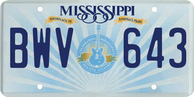 MS license plate BWV643