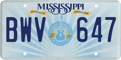 MS license plate BWV647