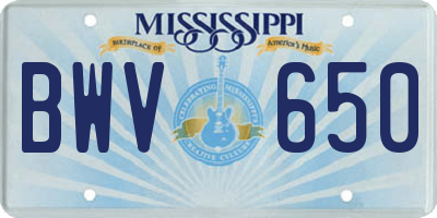 MS license plate BWV650