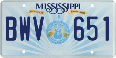 MS license plate BWV651