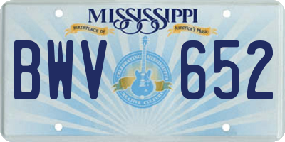 MS license plate BWV652