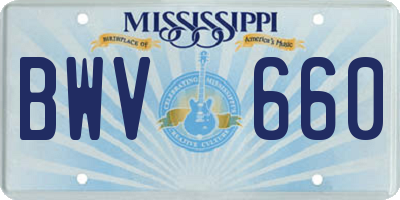 MS license plate BWV660