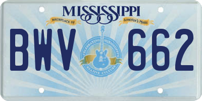 MS license plate BWV662