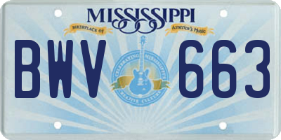 MS license plate BWV663