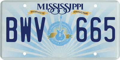 MS license plate BWV665