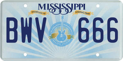 MS license plate BWV666
