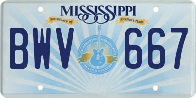 MS license plate BWV667