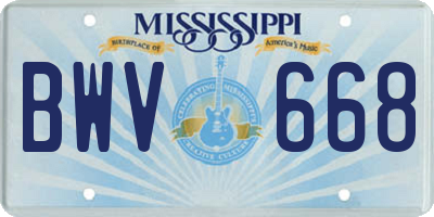 MS license plate BWV668