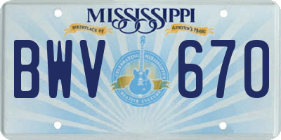 MS license plate BWV670