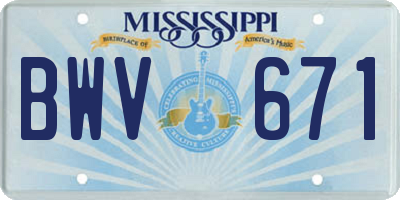 MS license plate BWV671