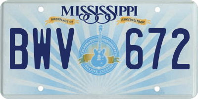 MS license plate BWV672