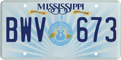 MS license plate BWV673