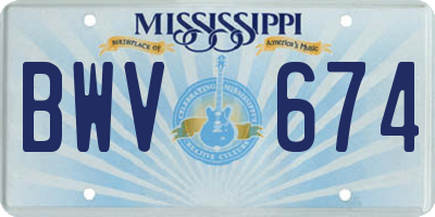 MS license plate BWV674