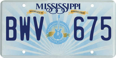 MS license plate BWV675