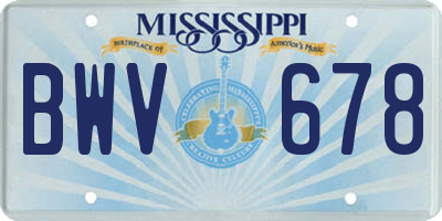 MS license plate BWV678