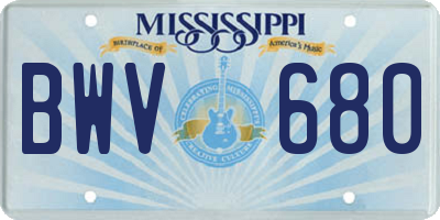 MS license plate BWV680