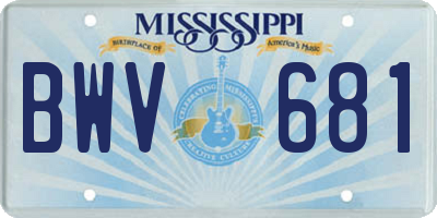 MS license plate BWV681