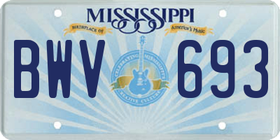 MS license plate BWV693