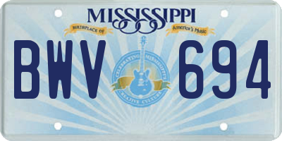 MS license plate BWV694
