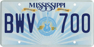 MS license plate BWV700