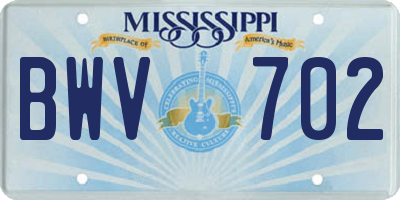 MS license plate BWV702