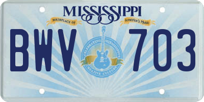 MS license plate BWV703